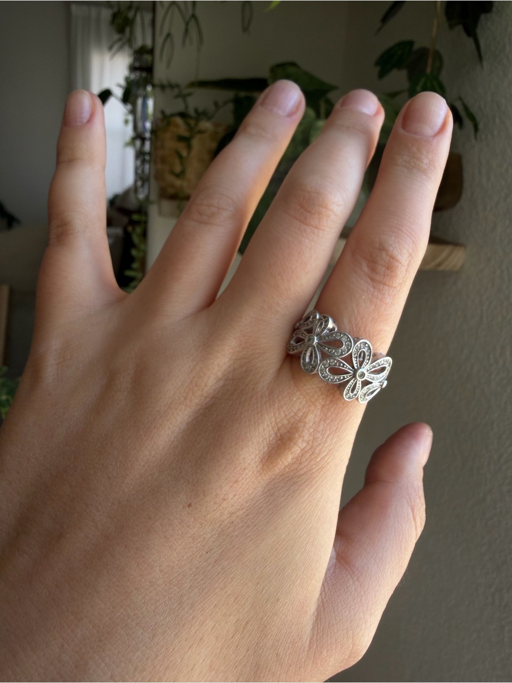 Vintage Designer SW Floral Sterling Silver Ring - Sz 8.5 - Picture 3 of 7